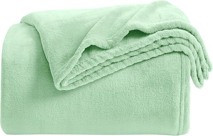 KMUSET Sage Green Fleece Throw Blanket for Bed - Lightweight Super Soft Cozy Luxury Bed Blanket Microfiber 50 x 60 inches