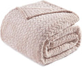 Exclusivo Mezcla Fleece Twin Size Blanket for Bed, 90x66 Inches Soft Cozy Jacquard Flannel Blankets, Lightweight Fuzzy Plush Warm for Women, Camel