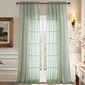 Aiyufeng Sheer Sage Green Curtains 120 Inches Long, Extra Long Rod Pocket Solid Color Window Sheer Curtain Panels, Elegant Curtains & Drapes for Living Room, Bedroom 2 Panels (Sage, 59" W x 120" L)