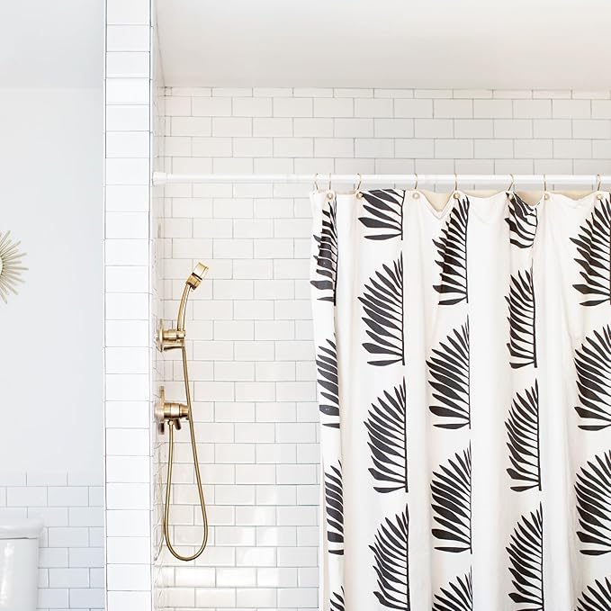 AIZESI Shower Rod 34-59 Inch - Non-Slip, No Drill spring curtain tension rod Never Rust Adjustable Tension Curtain Rod, White Shower Curtain Rod