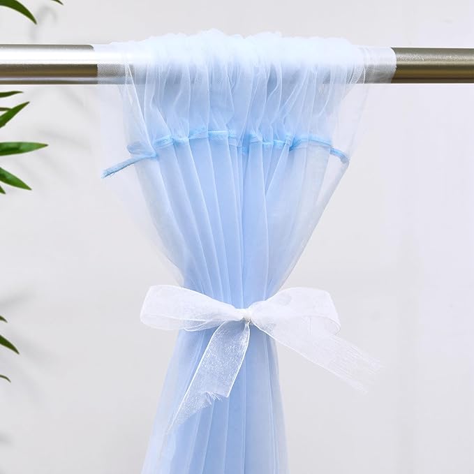 Baby Blue Tulle Backdrop Curtain for Parties Baby Shower Boys 10×8ft Light Blue Sheer Backdrop Curtains Drapes for Birthday Party Bridal Shower Wedding Photo Shoot Background 2 Panels 5ft X 8 ft