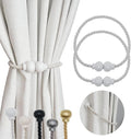 2 Pack Magnetic Curtain Tiebacks Modern Handmade Rope Curtain Tie Backs Decorative Drapes Weave Holdbacks for Home Outdoor Bedroom Office Decorative Curtain, White
