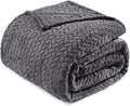 Exclusivo Mezcla Fleece King Size Blanket for Bed, 90x104 Inches Soft Cozy Jacquard Flannel Blankets, Lightweight Fuzzy Plush Warm for Women, Dark Grey