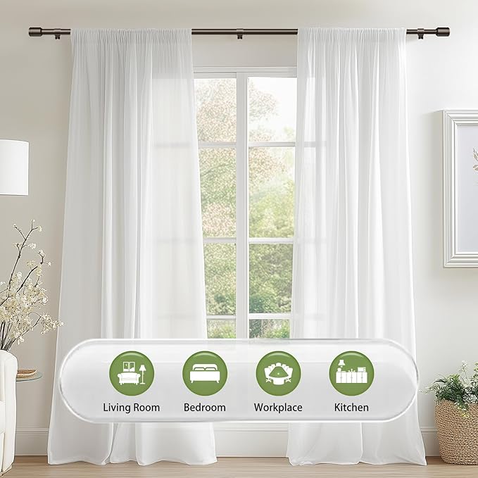 5/8” Diameter Curtain Rods 30-120 Inch, for 30-114 Inch Windows, Adjustable Splicing Antique Bronze Curtain Rods for Windows with Brackets, Window Rod Long Small Curtains Rod