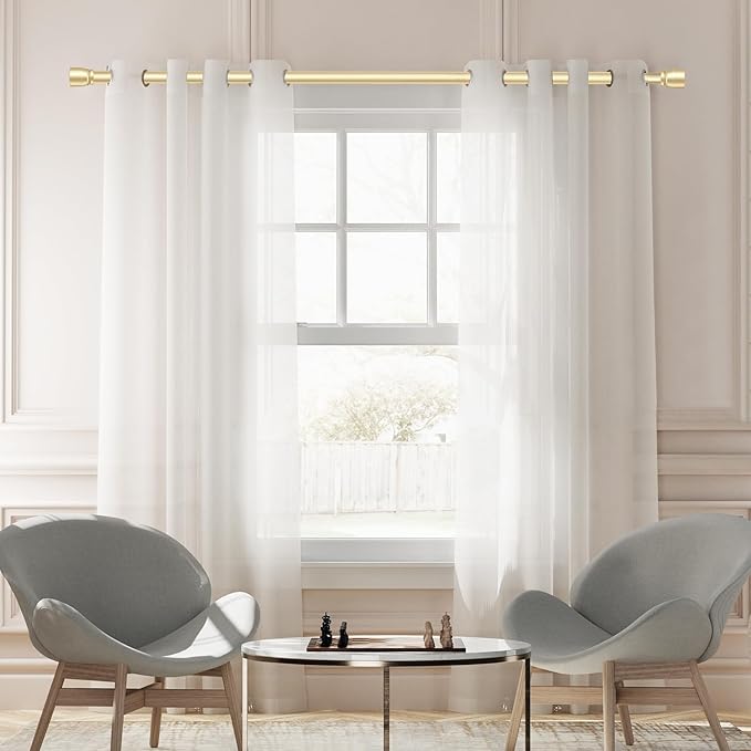 1” Diameter Gold Curtain Rod Itself is 30-60 inch 1 Pack, Fit 30 to 54 Windows with Heavy Duty Adjustable Telescopic Rod，Splicing Metal Extra Long Curtain Rod for Windows Sliding Glass Door