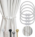 4 Pack Magnetic Curtain Tiebacks Modern Handmade Rope Curtain Tie Backs Decorative Drapes Weave Holdbacks for Home Outdoor Bedroom Office Decorative Curtain, White