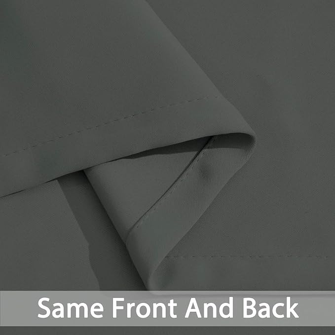 Yakamok Blackout Curtains for Bedroom - Grommet Thermal Insulated Room Darkening Curtains for Living Room, Set of 2 Panels (38W x 63L, Dark Grey)