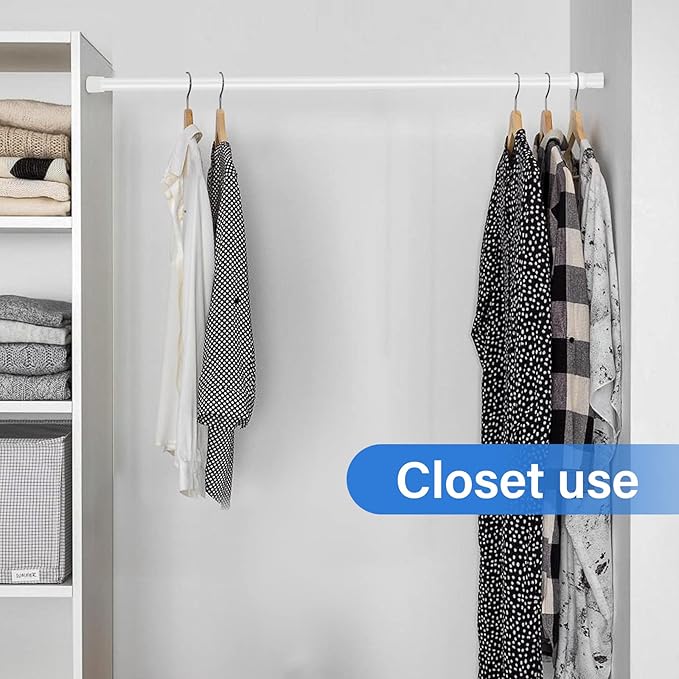 AIZESI 2pcs White Curtain Rod No Drilling Adjustable Spring Tension Rod 33 to 59 Inch Small Expandable Spring Loaded Curtain Rods for Windows,Cupboard, Kitchen Cabinets,Bathroom