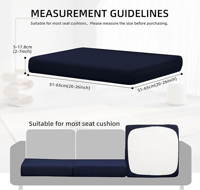 14Pcs Outdoor Cushion Covers, Patio Cushion Covers,Stretch Elastic Slipcovers, Replacement Washable & Reusable Furniture Protector for Patio Couch (Navy Bluey,Cover Only)