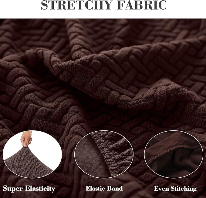 2Pcs Couch Arm Covers, Armrest Cover for Sofa, Sofa Arms Covers Washable Arms with Twist Pins Soft,Skin-Friendly for Pets (Texture Brown, Armrest Cover)