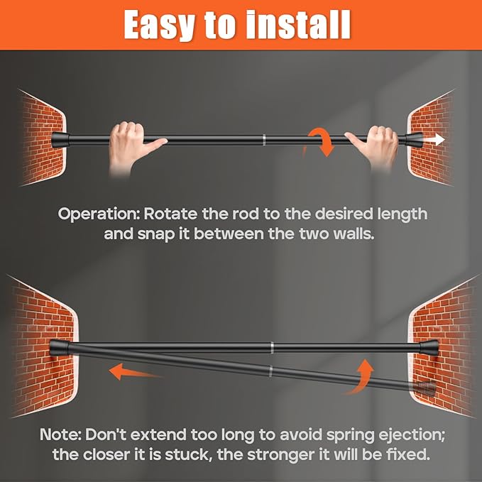 AIZESI Black 2pcs Spring Tension Rods 17 to 26 Inch, Small Curtain Rods No Drilling, Adjustable Curtain Rod Non-Slip, Short Tension Rod Non-Slip For Windows Closet Bedroom Kitchen