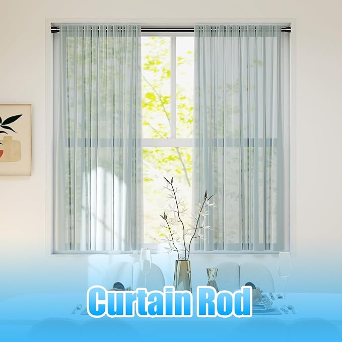 AIZESI 2pcs Adjustable Curtain Rod No Drilling Black Spring Tension Rod Adjusting Length 31 to 54 Inch Small Expandable Loaded Curtain Rods for Windows, Cupboard, Kitchen Cabinets,Bathroom