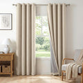 100% Blackout Shield Linen Blackout Curtains for Bedroom, Natural Flax Grommet Curtains for Living Room, Thermal Insulated Room Darkening Drapes for Nursery, Boho Home Decor, 50" W x 108" L, 2 Panels