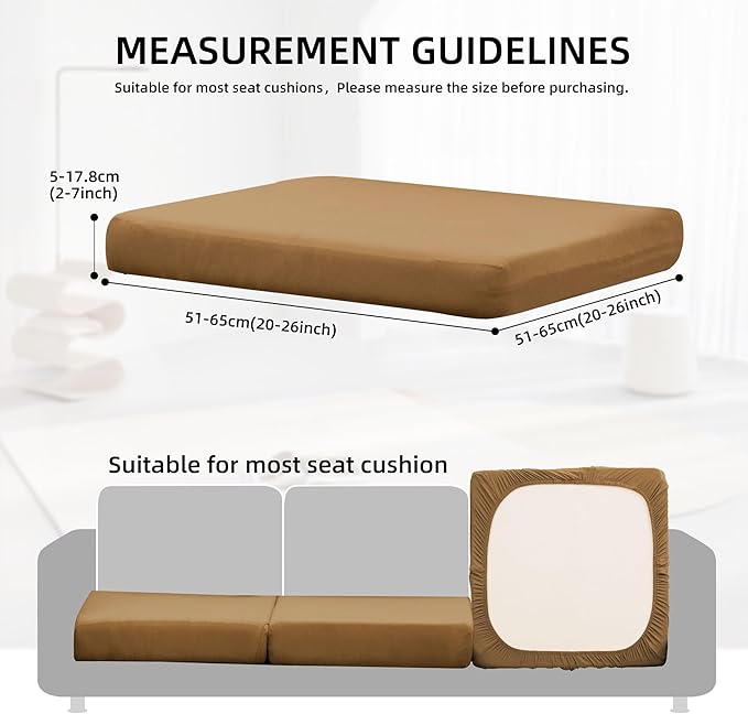 14Pcs Outdoor Cushion Covers, Patio Cushion Covers,Stretch Elastic Slipcovers, Replacement Washable & Reusable Furniture Protector for Patio Couch (Camel Color,Cover Only)