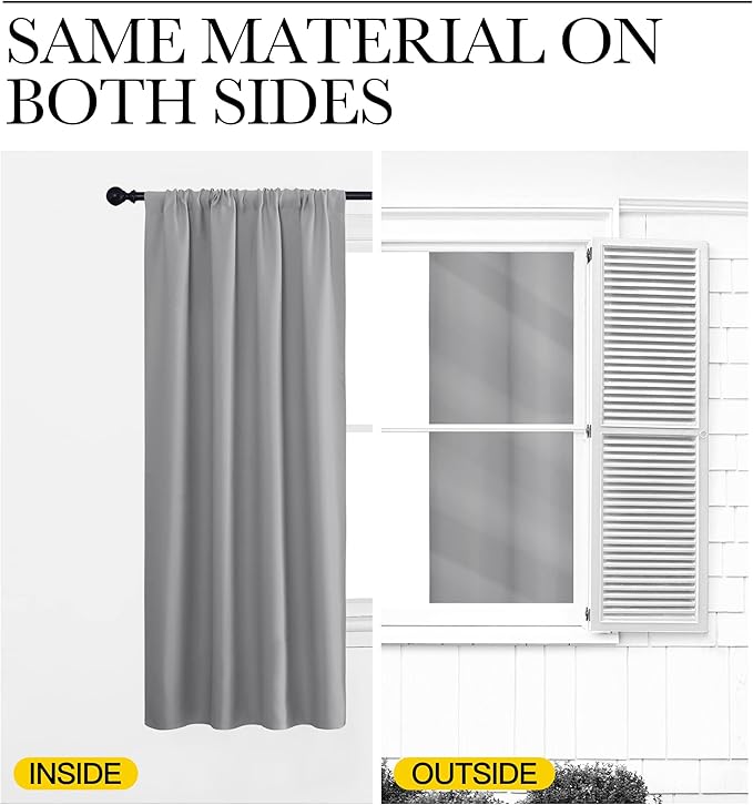 NICETOWN RV Blackout Curtains for Camper Windows, Short Room Darkening Curtains for Kitchen, Home Decoration Thermal Insulated Blackout Drapes for Small Windows (Silver Grey, 2 Panels, W29 x L20)