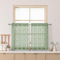 Chyhomenyc Sage Green Sheer Curtains 30 Inch Length, Light Filtering Leaf Tufted Textured Small Window Kitchen Curtain Over Sink, Short Half Window Curtains for Bathroom Basement, 30"Wx30"L, 2 Panels