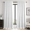 102 inch blackout curtains for Sliding door 2 Panels 100% Blackout Linen texture Beige White Window Drapes with Back Tab Rod Pocket Light Blocking Thermal Insulated Curtains for Bedroom Living Room