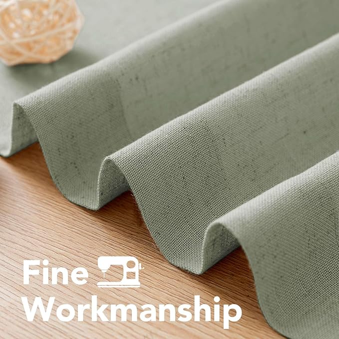 H.VERSAILTEX Living Room Linen Curtains Nickel Grommet Curtains Energy Saving Light Filtering Window Treatments Panels for Bedroom, Sea Grass, 2 Panels, 52 x 108 - Inch