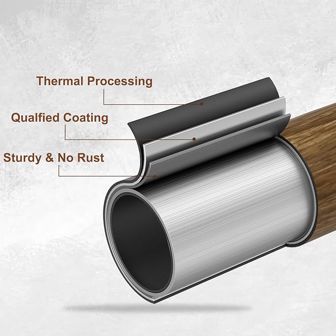 1” Diameter Curtain Rods Itself is 30 to 60 inch 1 Pack Fit 30-54 inch Window with Heavy Duty Adjustable Rod Matte Wood Grain Splicing Metal Extra Long Curtain Rod for Windows