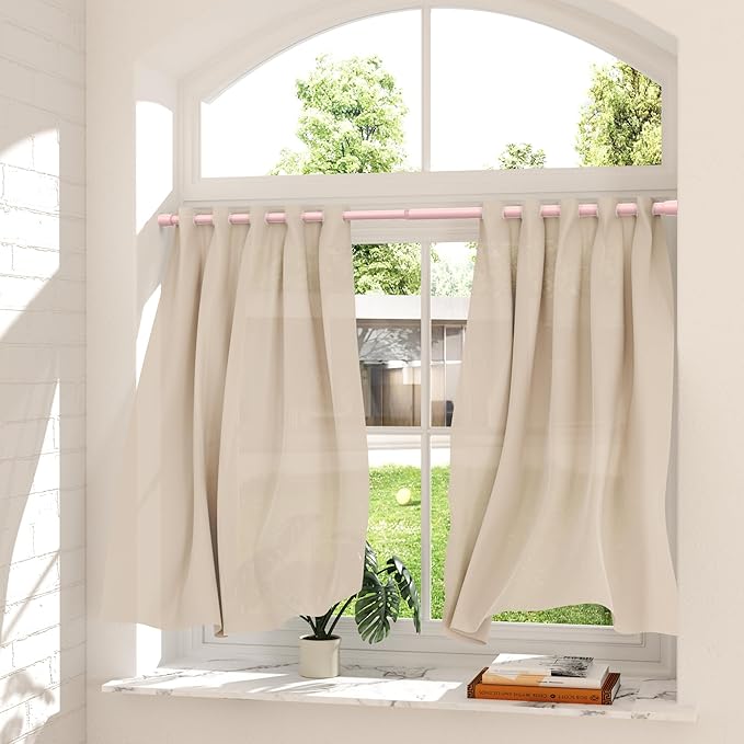 AIZESI Spring Tension Rods Adjustable Tension Curtain Rod Small Tension Rod No Drilling Expandable Spring Loaded Curtain Tension Rod（Pink,26" to 39"-1Pcs)