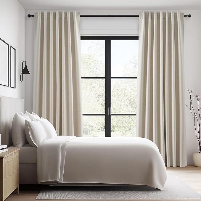 78 Inch Custom Made Curtains for Sliding Door Closet Doors 100% Blackout Curtains for Living Room Bedroom Back Tab Pleated Heat Blocking Insulated Drapes Heat Neutral White (W52" x L78") 2 Panels