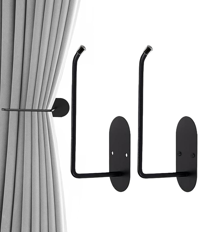 2 pcs Curtain tiebacks Hooks Screw-in, Curtain holdbacks Wall Mounted, Curtain Holders for Drapes, Curtain Pull Backs 304 Stainless Steels, Curtain Tie Backs