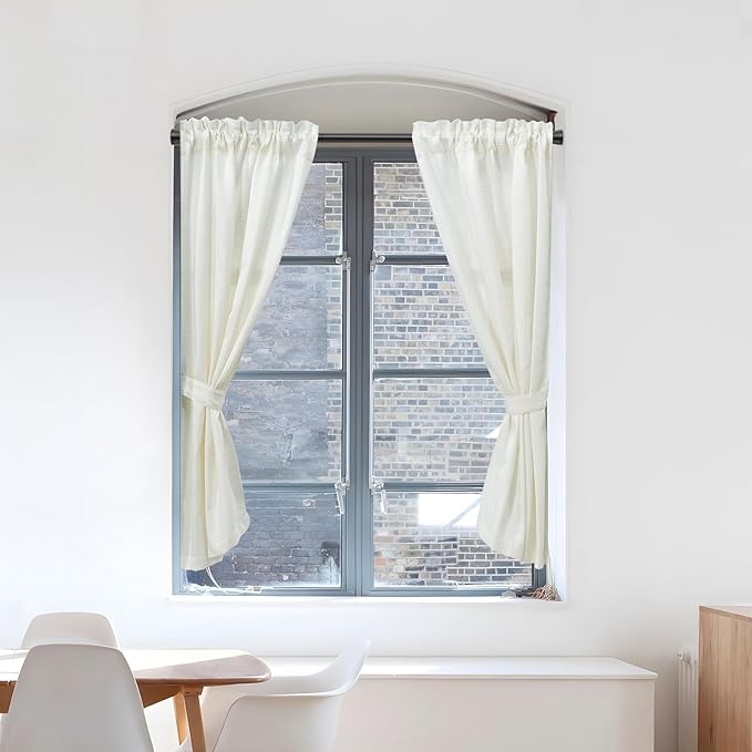 AIZESI Spring Tension Rods Adjustable Tension Curtain Rod Small Tension Rod No Drilling Expandable Spring Loaded Curtain Tension Rod?Black,45" to 77"-1Pcs)
