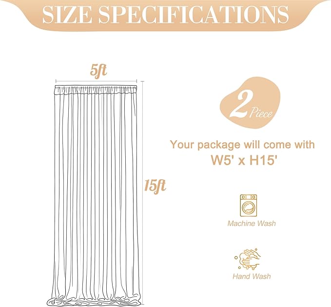 10ft x 15ft Baby Blue Tulle Backdrop Curtain for Baby Shower Party Sheer Fabric Backdrop Curtains for Boy Birthday Gender Reveal Back Drop Wedding Photo Backdrop Drapes Background 2 Panels 5ft x 15ft