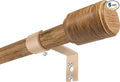 5/8” Diameter Curtain Rods 30-90 Inch, for 30-84 Inch Windows, Adjustable Splicing Wood Grain Curtain Rods for Windows with Brackets, Window Rod Long Small Curtains Rod, 1 Pack