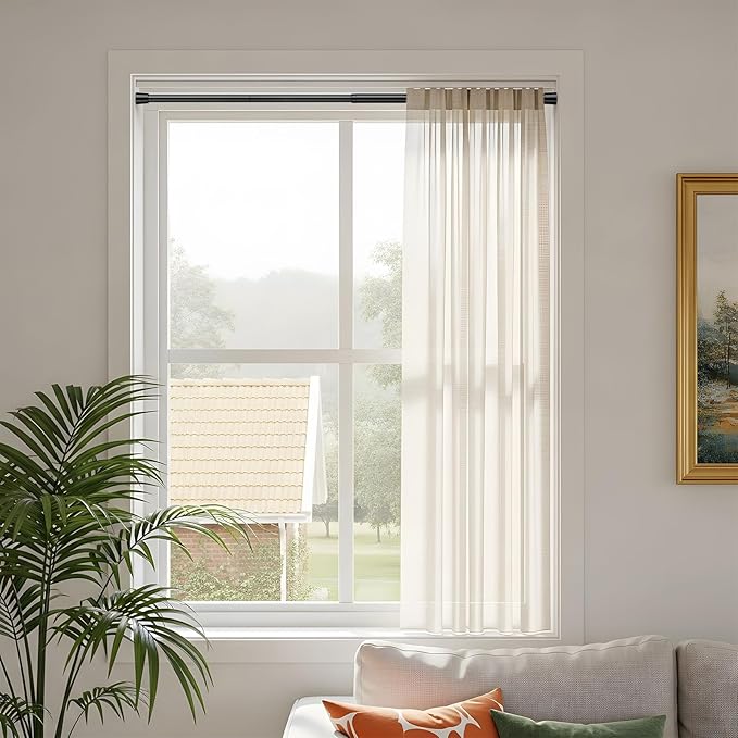 2 Pack Tension Rods Spring Tension Curtain Rod, 26 to 39 Inch Adjustable Black Tension Rod, Small Curtain Rods Spring Loaded Curtains Tension Rods for Window, Bathroom, Cupboard, Kitchen, Home