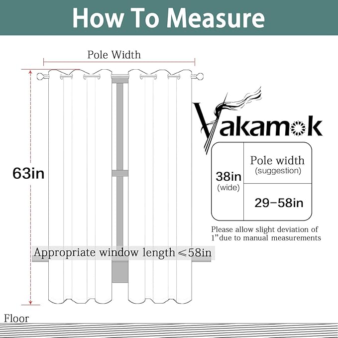 Yakamok Blackout Curtains for Bedroom - Grommet Thermal Insulated Room Darkening Curtains for Living Room, Set of 2 Panels (38W x 63L, Dark Grey)