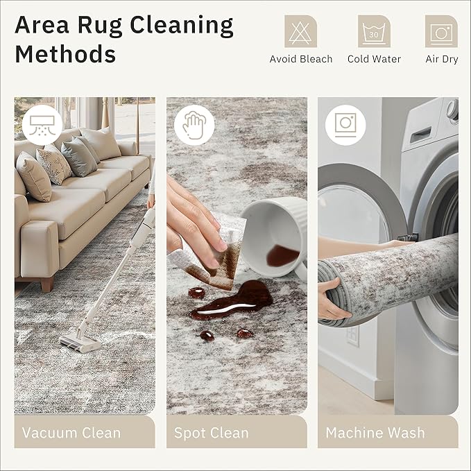 Abstract Rug 5x7 Machine Washable Area Indoor Pink Grey Low Pile Non-Slip Foldable Thin Accent Gray Rugs for Bedroom Living Room Dining Room