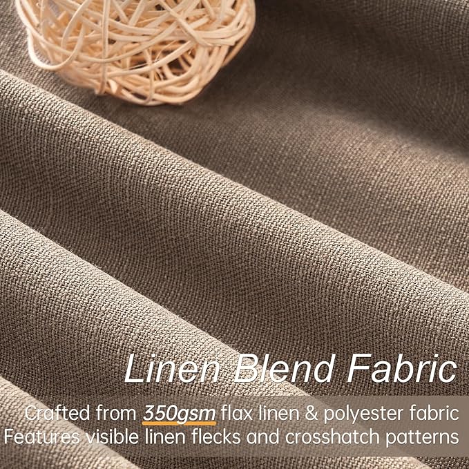 102 inch long blackout curtains 2 Panels 100% Black out Linen texture Curtain elegant Taupe Farmhouse Drapes with Back Tab Rod Pocket Light Blocking Thermal Insulated Panel for Bedroom Living Room
