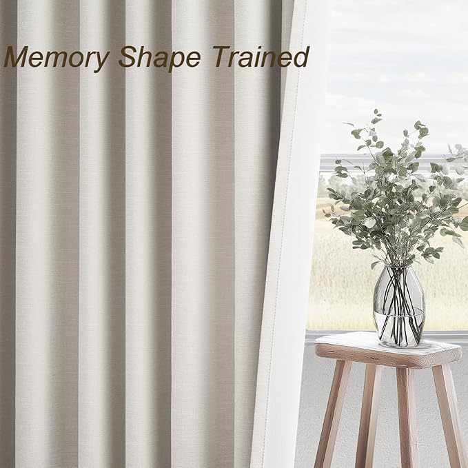 54 Inch Long Blackout Tiers Curtains for Small Window Elegant Short Curtain Drapes for Livingroom Bedroom Thermal Insulated Linen Cafe Drapes (2 Panels, 52 inches Wide by 54 inches)Cream Ivory