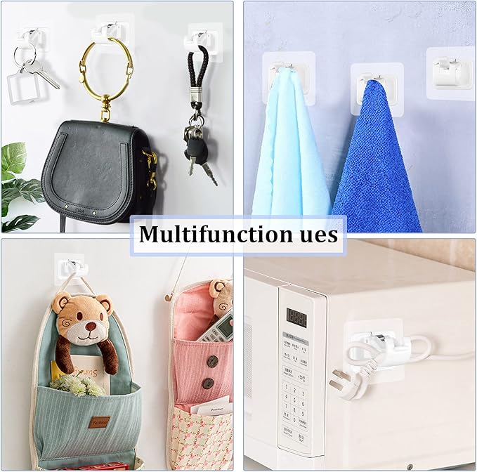 8PCS Self Adhesive Curtain Rod Holders No Drill Curtain Rods Brackets No Drilling Nail Free Adjustable Curtain Rod Hooks Curtain Hangers for Bathroom Kitchen Home Bathroom Hotel