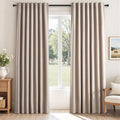 90 inch long linen Blackout curtains 2 Panels 100% Black out Linen texture Curtain Window Drapes with Back Tab Rod Pocket Light Blocking Thermal Insulated Curtains for Bedroom Living Room Beige