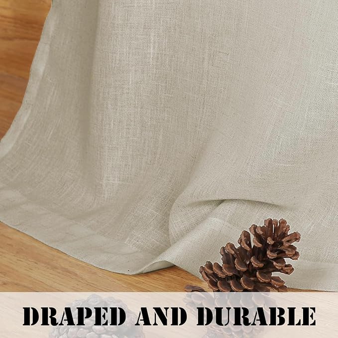 H.VERSAILTEX Living Room Linen Curtains - Semi Sheer, Nickel Grommet, Energy Saving, Light Filtering Window Treatments - Panels for Bedroom, Castle Wall, 2 Panels, 52 x 84 Inch