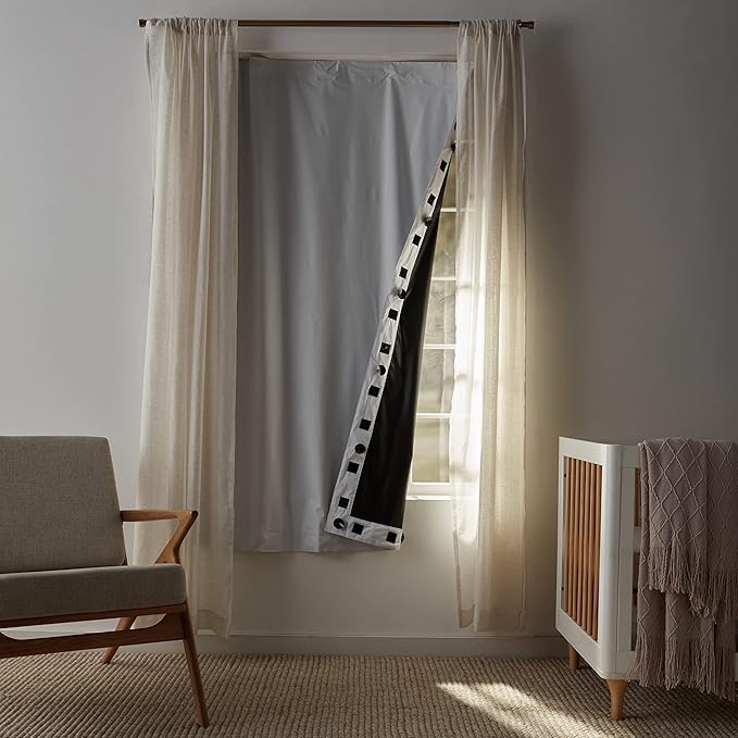 Amazon Basics Portable Blackout Curtain Shade with Suction Cups, Noise Reducing, Energy Saving, 50"W x 78"L, White, 2-Pack