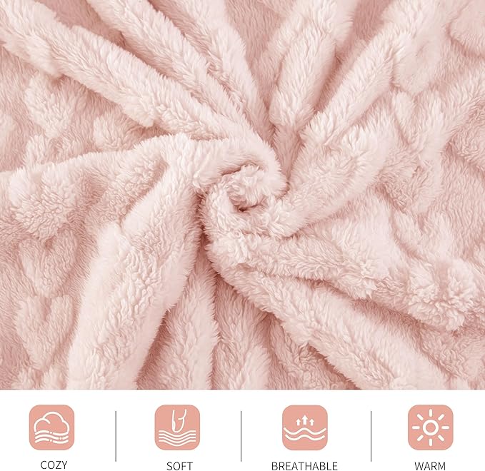 Aganear Blanket Queen Size - Fuzzy Cozy Sof Blanket for Couch, Sofa, Bed, Office, Decorative Present for All Seasons, Portable Throw Blankets for Couch, Sofa, Bed(90"x90", Pink)