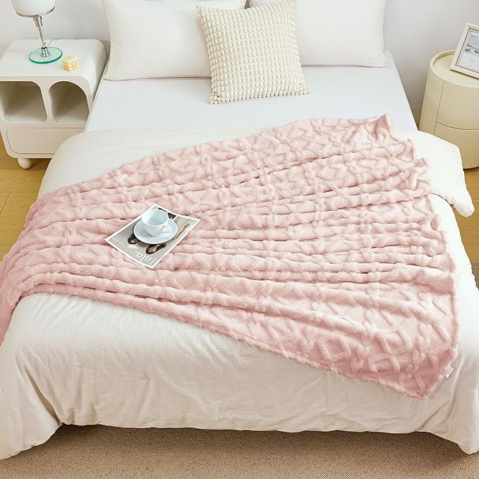 Aganear Flannel Throw Blanket - Cozy Soft Lightweight Fuzzy Portable Throw Blankets, Boho Decor for Home, Warm Gifts for Birthday, Christmas, Halloween, Housewarming(50"x60", Pink)