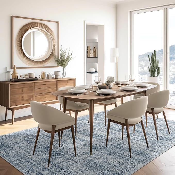 6x9 Area Rug for Living Room Washable 6x9 Non-Slip Modern Rugs for Bedroom Dinning Room Ultra-Thin Indoor Blue