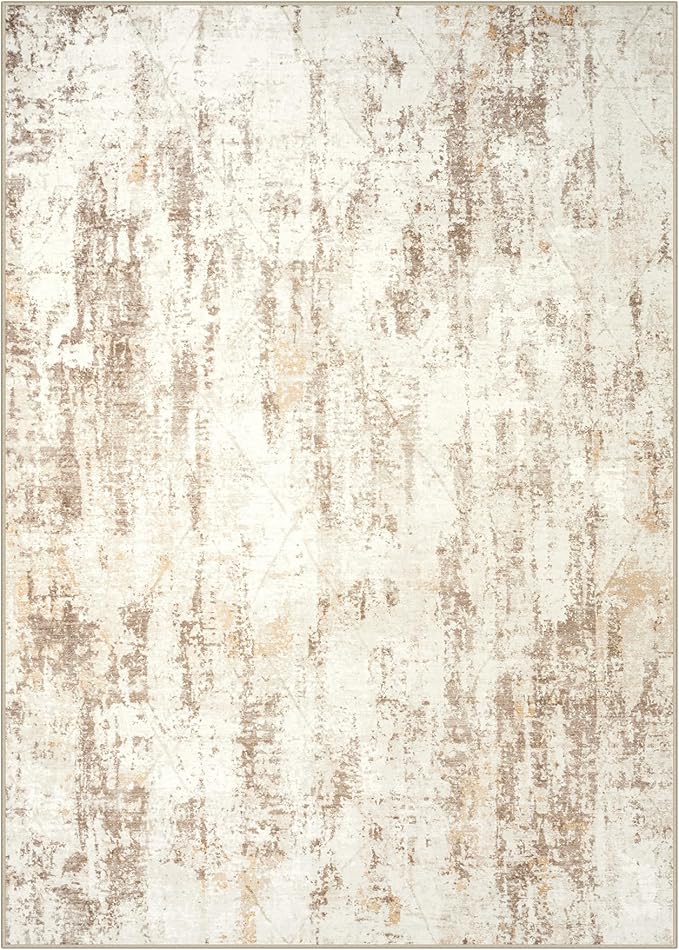 6x9 Area Rugs Washable Rug: Large Modern Abstract Living Room Rug Soft Anti-Skid Thin Carpet Indoor Floor Non-Shedding Carpets for Bedroom Dining Room Farmhouse Nursery Home Office Beige Grey