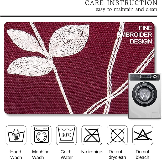 AmHoo 2 Panels Embroidered Leaf Pattern Semi Sheer Curtains Foliage Floral Voile Window Draperies Treatment for Bedroom Living Room Rod Pocket Burgundy Red 53 x 84 Inch