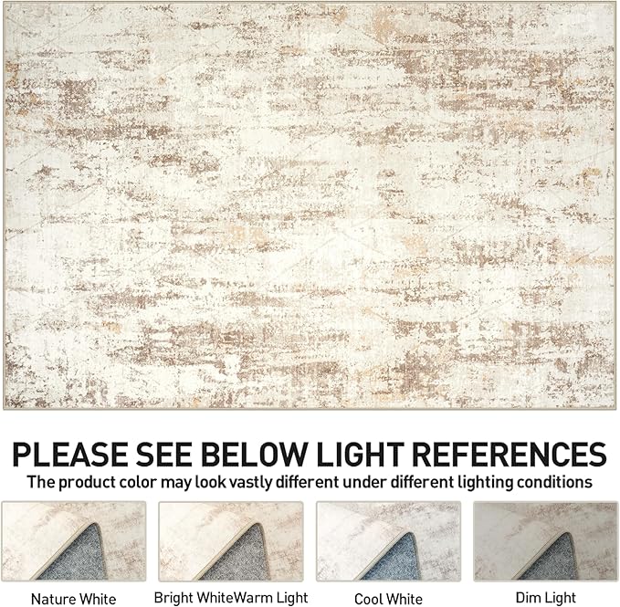 6x9 Area Rugs Washable Rug: Large Modern Abstract Living Room Rug Soft Anti-Skid Thin Carpet Indoor Floor Non-Shedding Carpets for Bedroom Dining Room Farmhouse Nursery Home Office Beige Grey