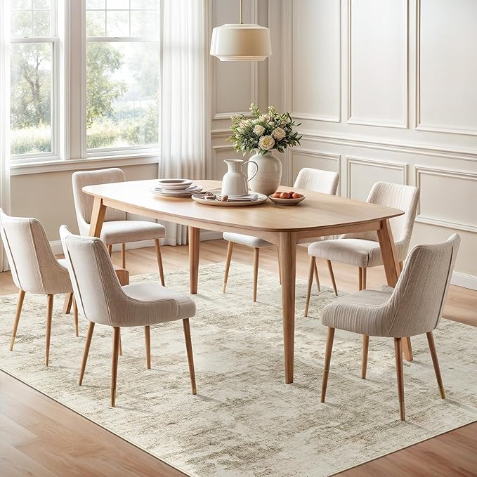 6x9 Abstract Area Rugs for Living Room 6 x 9 Washable Non Slip Low Pile Gray Rugs for Bedroom Dining Room Foldable Thin Beige Gray