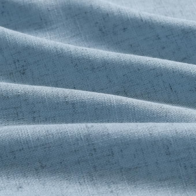 2 Panels Set Blue Linen Curtains 126 Inches Long for Living Room Extra Long Back Tab Curtain Neutral Farmhouse Light Filtering Semi Sheer Linen Drapes Ceiling to Floor for Large Window 52x126