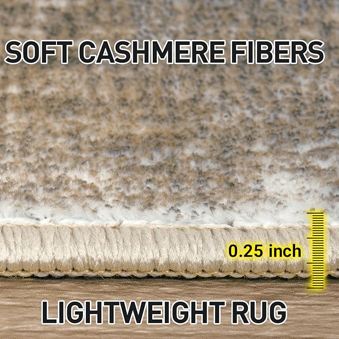 6x9 Area Rugs Washable Rug: Large Modern Abstract Living Room Rug Soft Anti-Skid Thin Carpet Indoor Floor Non-Shedding Carpets for Bedroom Dining Room Farmhouse Nursery Home Office Brown White