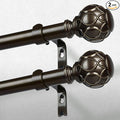 2 Pack Bronze Curtain Rod, Heavy Duty 1 Inch Decorative Curtain Rods for Windows 48 to 84 Inch, Single-Side Adjustable Vintage Rustic Antique Brown Drapery Pole with Netted Texture Finials