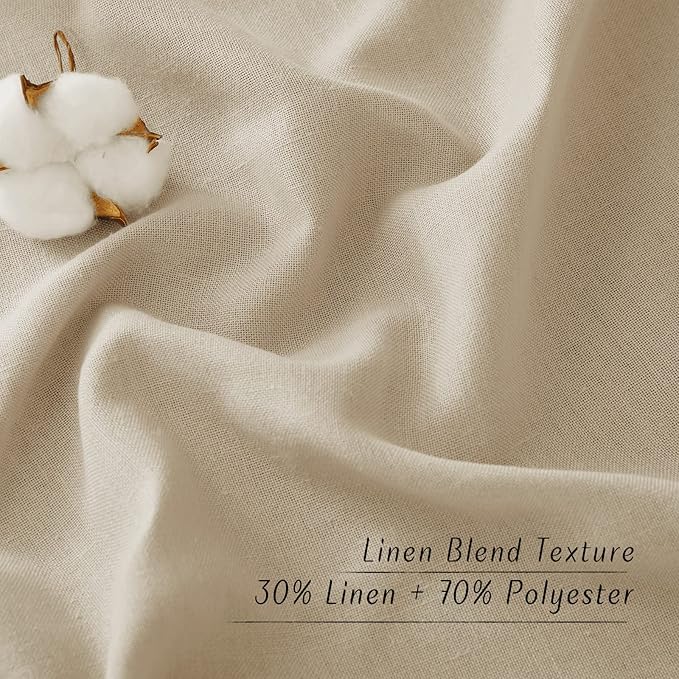 NICETOWN Angora Linen Kitchen Window Curtains Over Sink, Grommet Thick Linen Angora Short Window Treatments Privacy Assured with Light Filtering for Bedroom/Bathroom, W34 x L36, 2 Panels
