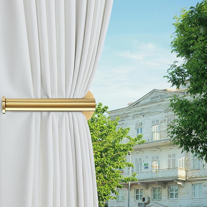4pcs Curtain Holdbacks, Screw-in Curtain Tiebacks Curtain Tie Backs Curtain Holders for Wall Mounted Curtain Pull Backs for Drapes, Curtain Side Holders Hooks, 304 Stainless Steels, Gold